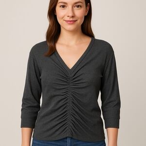 Gray Ruched Blouse